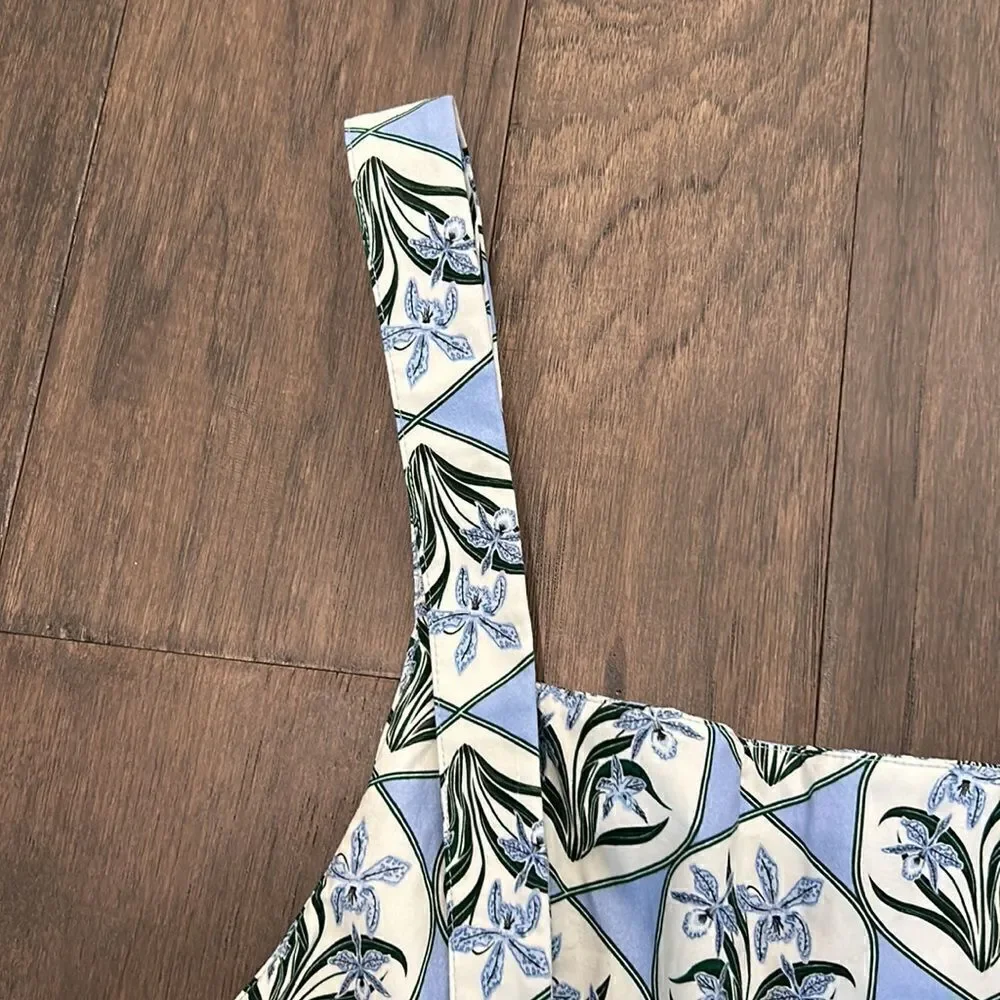 AQUA by AQUA BENDITA Hortensia floral-print cotton-poplin dress Size M NWT_9